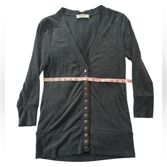 Zenana Charcoal Snappy Button-Up Cardigan - Picture 4 of 5